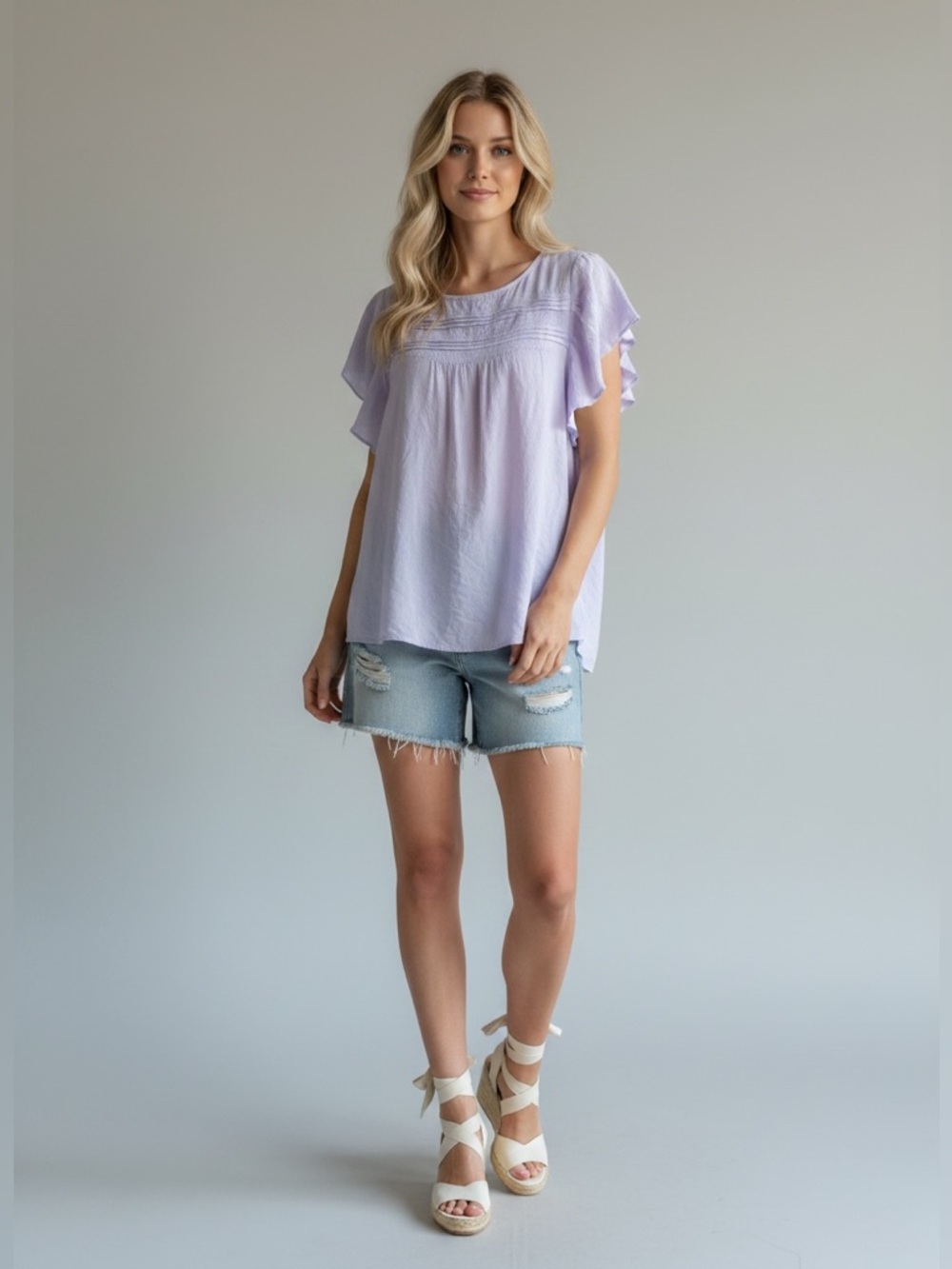 Levi's Light Lavender Ruffle Sleeve Blouse